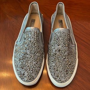 INC silver sparkle gems slip on tennis shoe